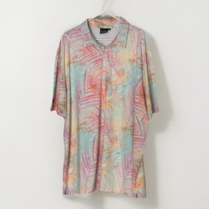 Sunday‎ Swagger Polo Shirt Mens 3XL Pink Palm Tree Golf Performance Stretch